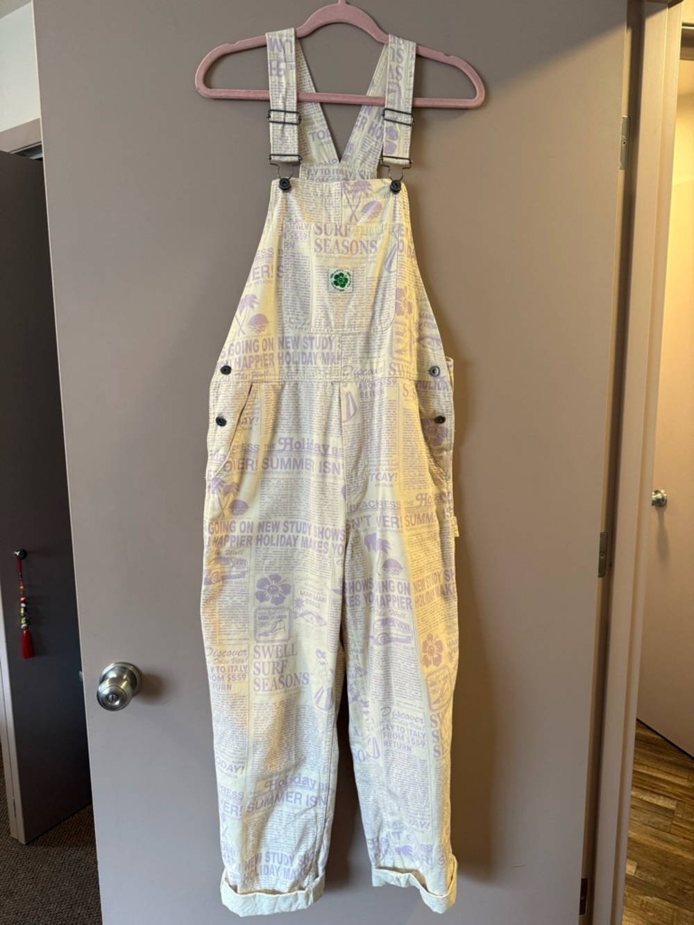 Vans newspaper print overalls
